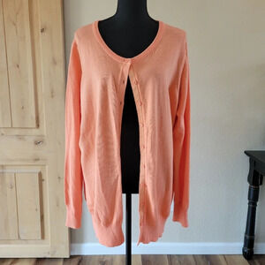 JESSICA LONDON Coral Orange Button Down Cardigan Sweater SIZE 18/20